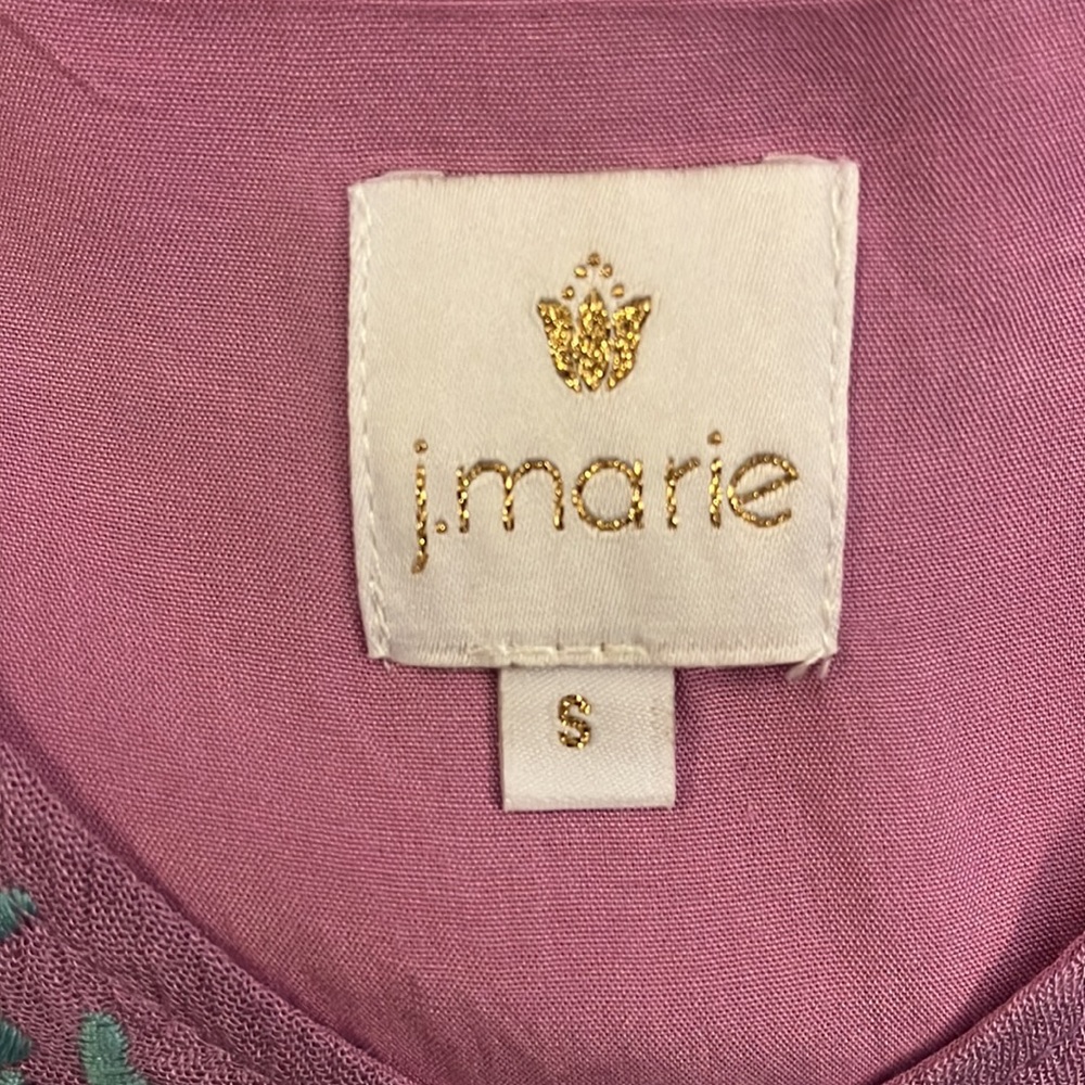 J. Marie Lilac Floral Embroidered Tiered Dress Size Small - Picture 15 of 16